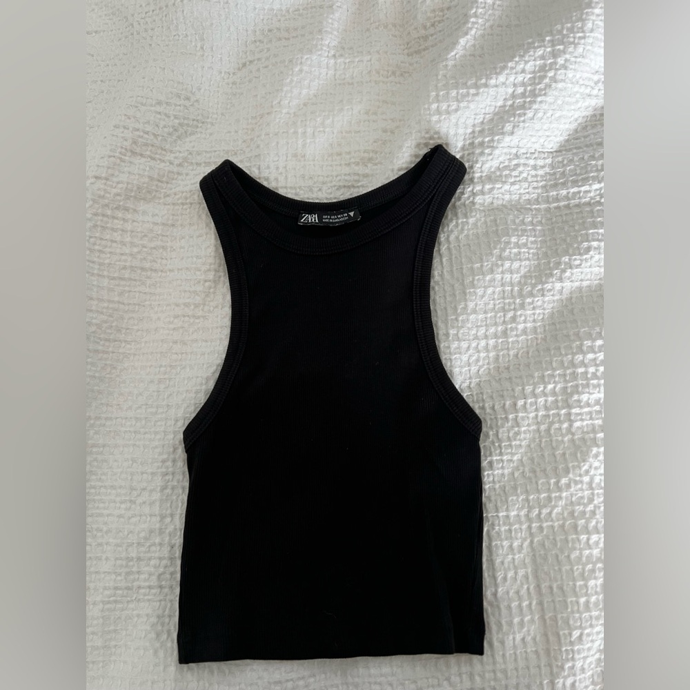 ZARA Black Ribbed Tank Top